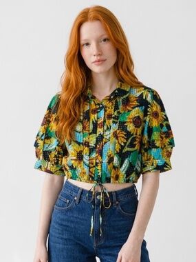 NWT Maeve Sunflower cropped blouse Size S